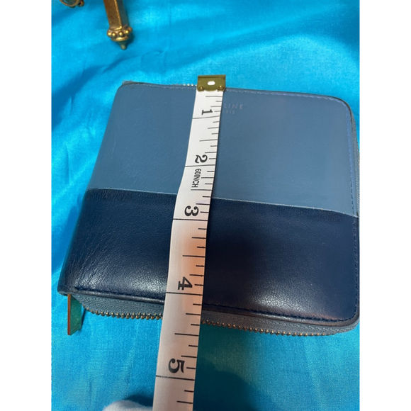 Celine Wallet Unisex Two Tone Blue Leather Zip Around Excellent Condition - Picture 14 of 15